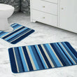 Load image into Gallery viewer, Bath & Pedestal Mat Set Non Slip Stripe Design Blue