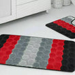 Load image into Gallery viewer, Bath & Pedestal Mat Set Non Slip Hex Stripe Design Red