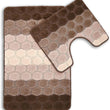 Load image into Gallery viewer, Bath & Pedestal Mat Set Non Slip Hex Stripe Design Brown