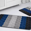 Load image into Gallery viewer, Bath & Pedestal Mat Set Non Slip Hex Stripe Design Navy Blue