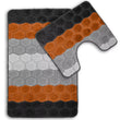 Load image into Gallery viewer, Bath & Pedestal Mat Set Non Slip Hex Stripe Design Orange