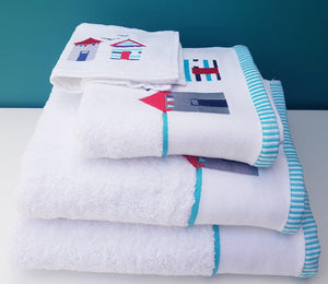 Turkish Combed Cotton Embroidered Towels 550gsm Beach Hut