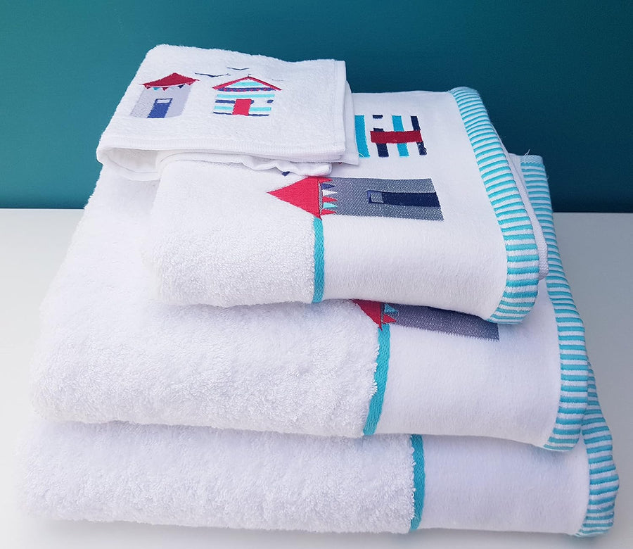 Turkish Combed Cotton Embroidered Towels 550gsm Beach Hut