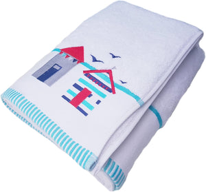 Turkish Combed Cotton Embroidered Towels 550gsm Beach Hut