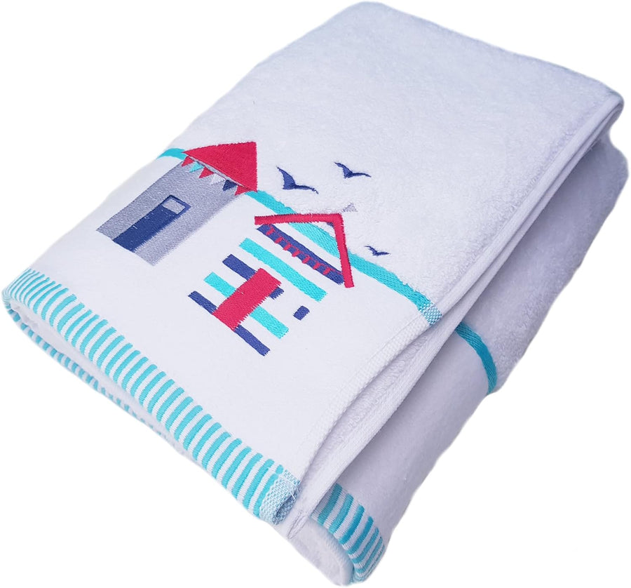 Turkish Combed Cotton Embroidered Towels 550gsm Beach Hut