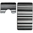 Load image into Gallery viewer, Bath &amp; Pedestal Mat Set Non Slip Stripe Design Black
