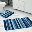 Load image into Gallery viewer, Bath &amp; Pedestal Mat Set Non Slip Stripe Design Blue
