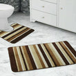 Load image into Gallery viewer, Bath &amp; Pedestal Mat Set Non Slip Stripe Design Brown
