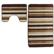 Load image into Gallery viewer, Bath &amp; Pedestal Mat Set Non Slip Stripe Design Brown
