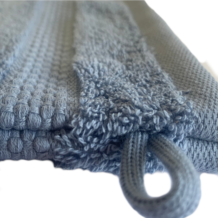 Face Cloth Wash Mitt Set Turkish Cotton Pacific Blue