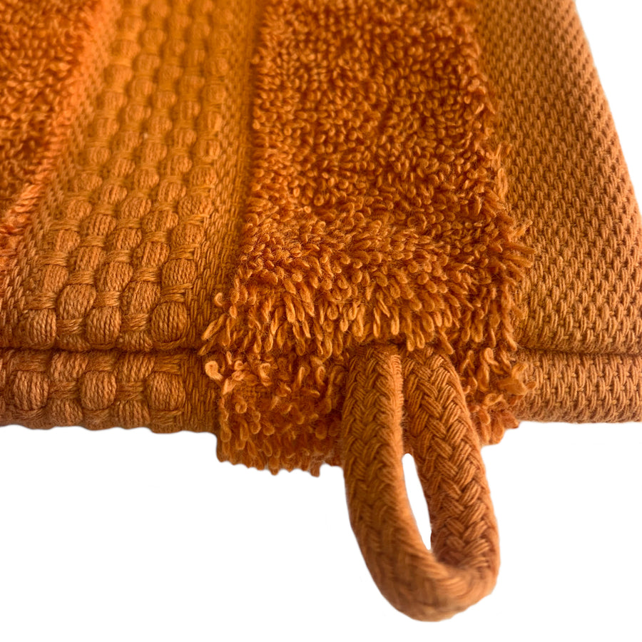 Face Cloth Wash Mitt Set Turkish Cotton Orange