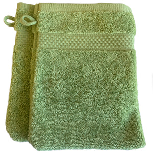 Face Cloth Wash Mitt Set Turkish Cotton Sage Green