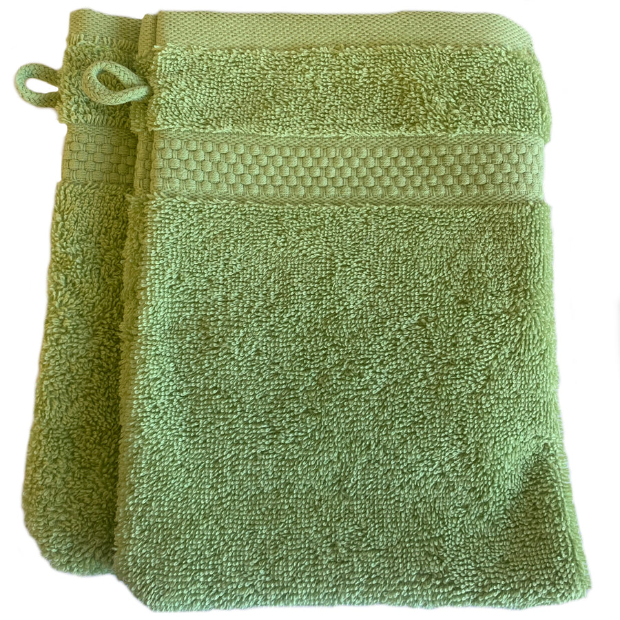 Face Cloth Wash Mitt Set Turkish Cotton Sage Green