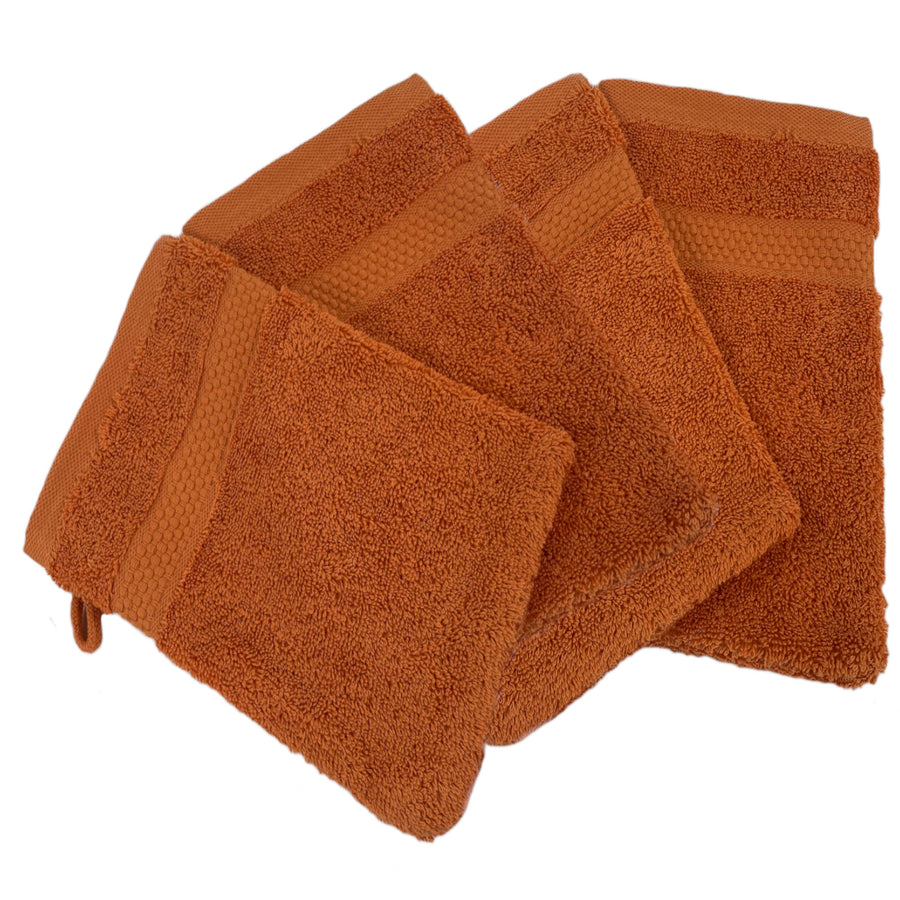 Face Cloth Wash Mitt Set Turkish Cotton Orange