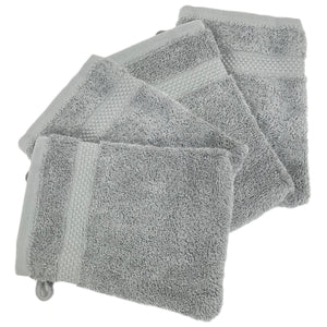 Face Cloth Wash Mitt Set Turkish Cotton Silver Grey
