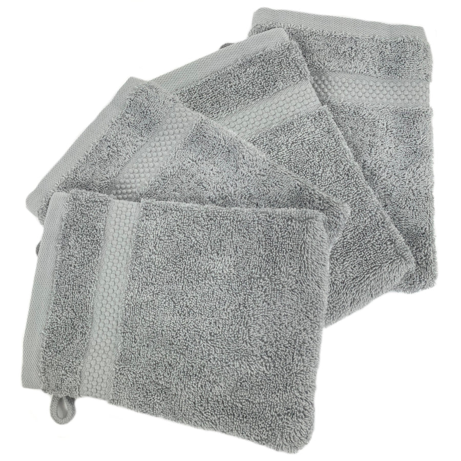 Face Cloth Wash Mitt Set Turkish Cotton Silver Grey
