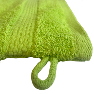 Face Cloth Wash Mitt Set Turkish Cotton Lime Green