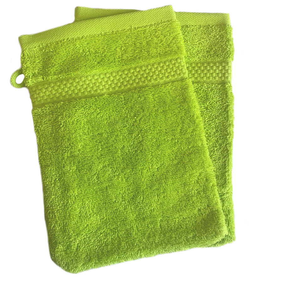 Face Cloth Wash Mitt Set Turkish Cotton Lime Green