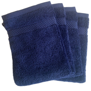 Face Cloth Wash Mitt Set Turkish Cotton Navy Blue
