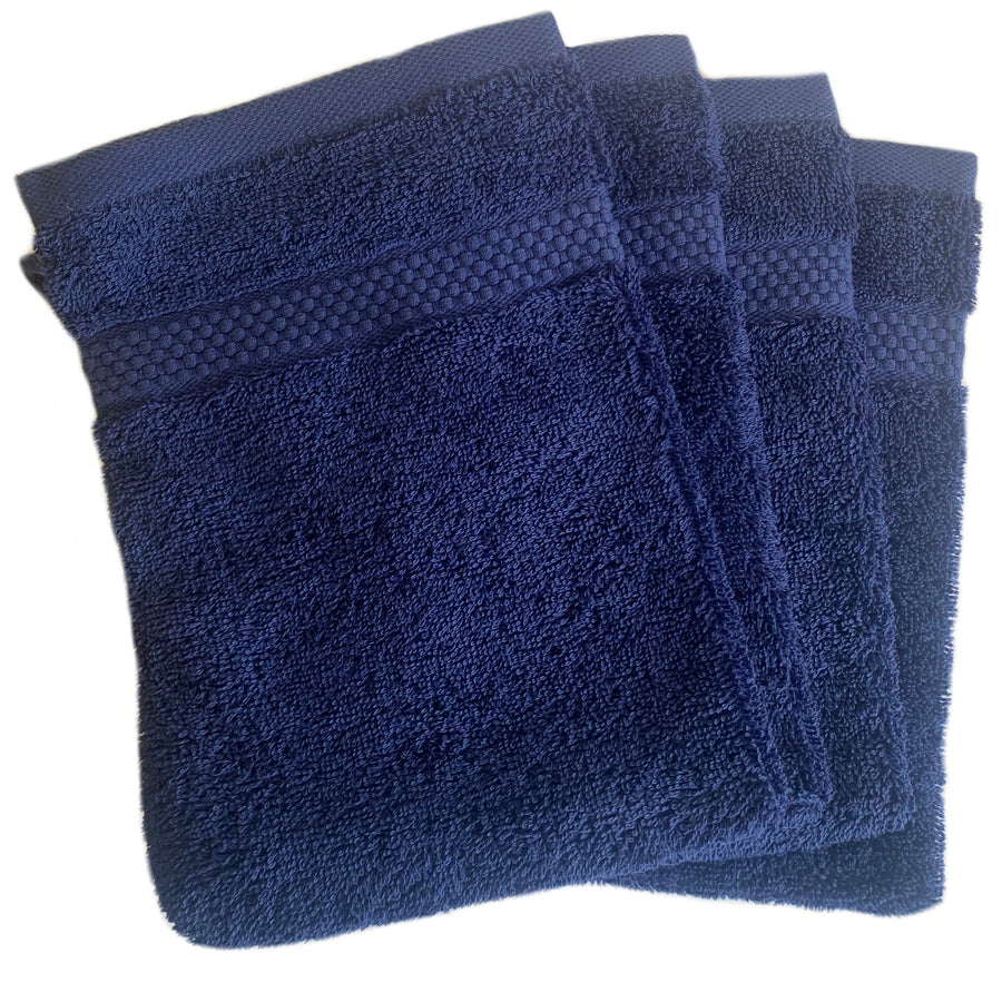 Face Cloth Wash Mitt Set Turkish Cotton Navy Blue