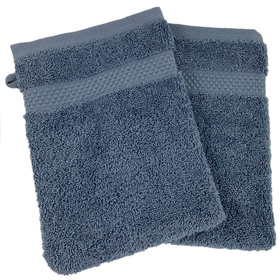 Face Cloth Wash Mitt Set Turkish Cotton Pacific Blue