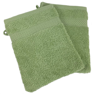 Face Cloth Wash Mitt Set Turkish Cotton Sage Green