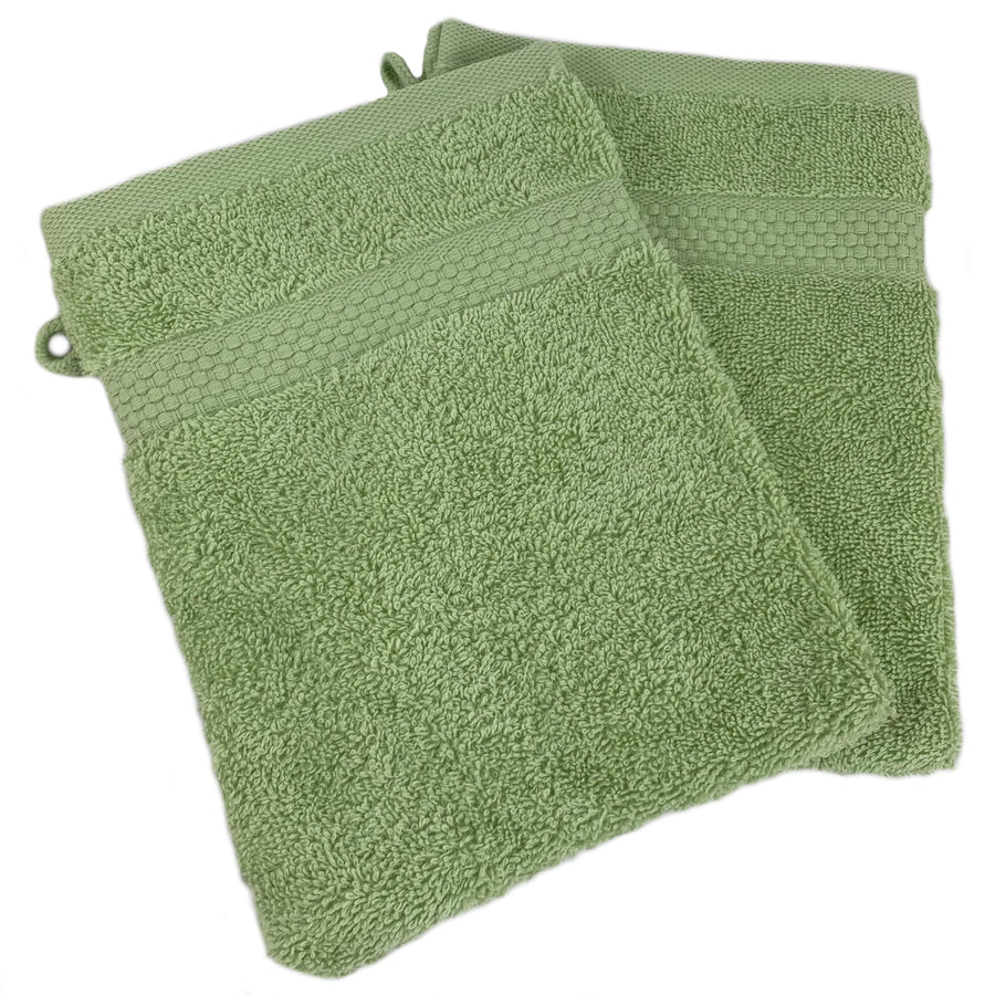 Face Cloth Wash Mitt Set Turkish Cotton Sage Green