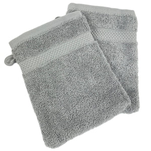 Face Cloth Wash Mitt Set Turkish Cotton Silver Grey