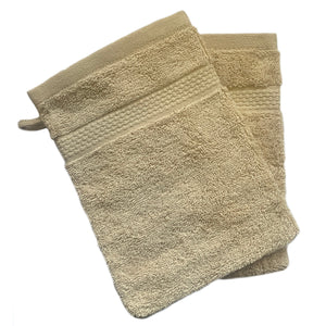 Face Cloth Wash Mitt Set Turkish Cotton Camel