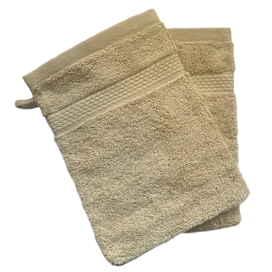 Face Cloth Wash Mitt Set Turkish Cotton Camel