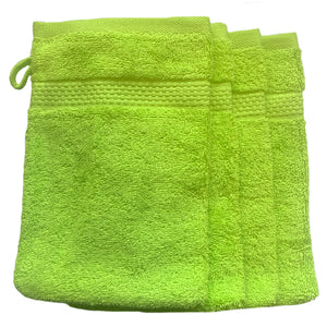 Face Cloth Wash Mitt Set Turkish Cotton Lime Green