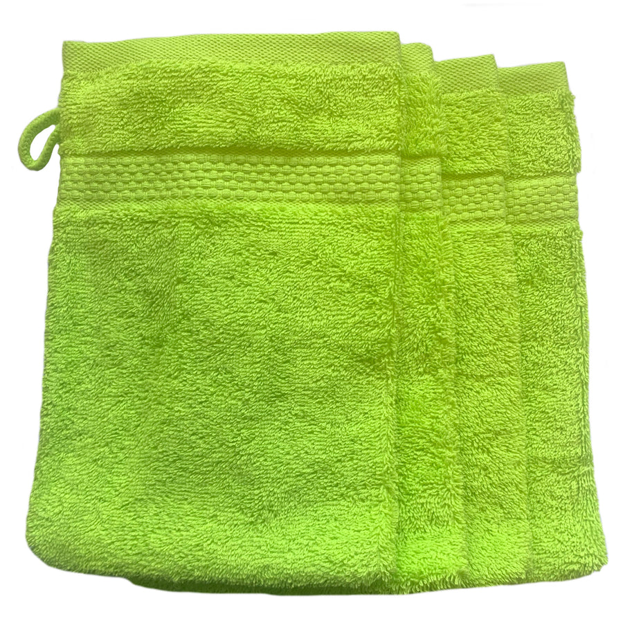 Face Cloth Wash Mitt Set Turkish Cotton Lime Green
