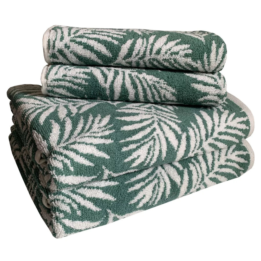 Turkish Combed Cotton Towels 500gsm Green Leaf Design