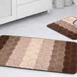 Load image into Gallery viewer, Bath &amp; Pedestal Mat Set Non Slip Hex Stripe Design Brown
