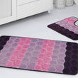 Load image into Gallery viewer, Bath &amp; Pedestal Mat Set Non Slip Hex Stripe Design Lavender
