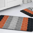 Load image into Gallery viewer, Bath &amp; Pedestal Mat Set Non Slip Hex Stripe Design Orange
