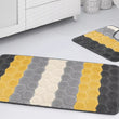 Load image into Gallery viewer, Bath &amp; Pedestal Mat Set Non Slip Hex Stripe Design Yellow
