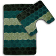 Load image into Gallery viewer, Bath &amp; Pedestal Mat Set Non Slip Hex Stripe Design Green
