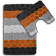Load image into Gallery viewer, Bath &amp; Pedestal Mat Set Non Slip Hex Stripe Design Orange
