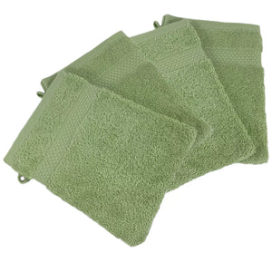 Face Cloth Wash Mitt Set Turkish Cotton Sage Green