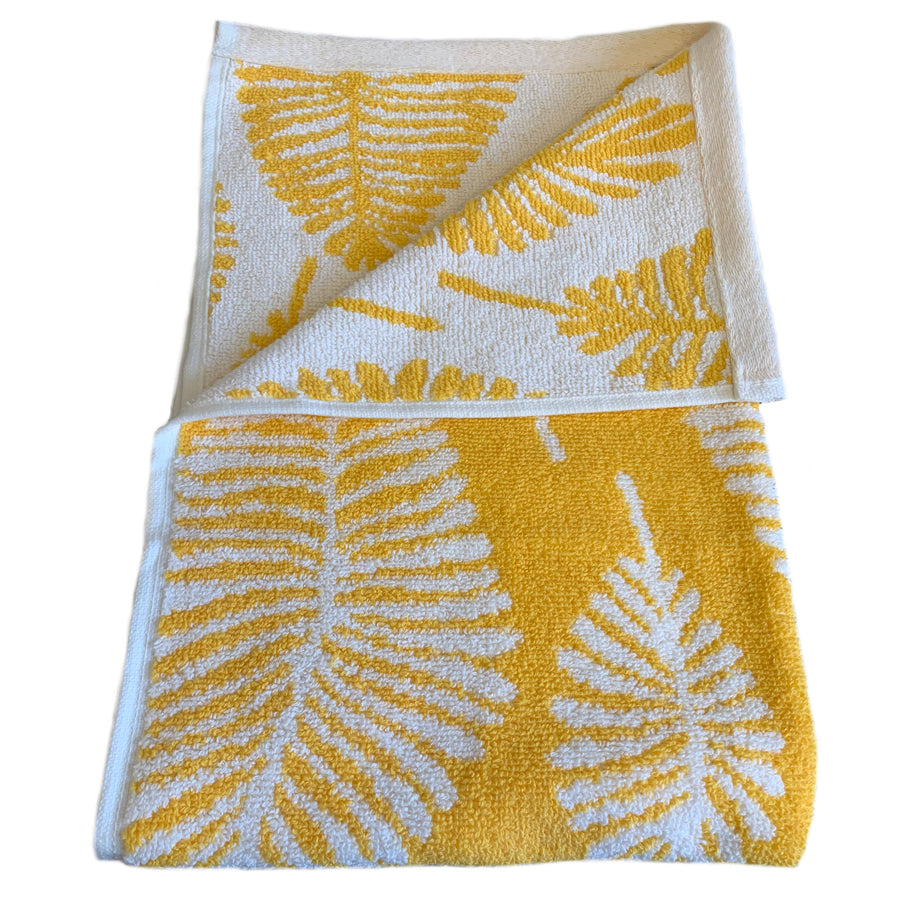 Yellow Leaf Design Guest Towels 2 Pack