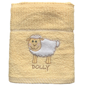 Pack of 3 Kitchen Tea Towels 100% Turkish Cotton  Embroidered Yellow Sheep