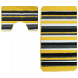 Load image into Gallery viewer, Bath &amp; Pedestal Mat Set Non Slip Stripe Design Yellow
