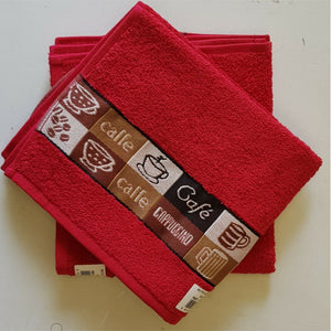 Pack of 3 Cafe Coffee Cup 100% Cotton Embroidered Hand Kitchen Tea Towels