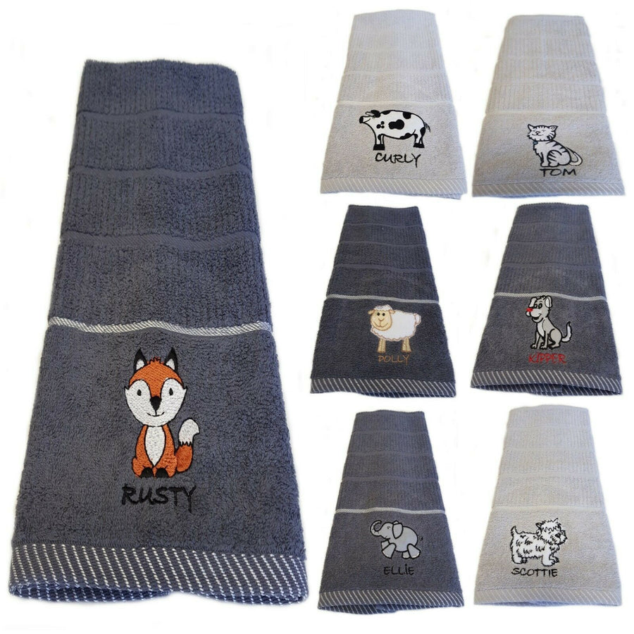 Pack of 3 Kitchen Tea Towels 100% Turkish Cotton  Embroidered Animals
