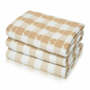 Cotton Heart Design Tea Towels Beige