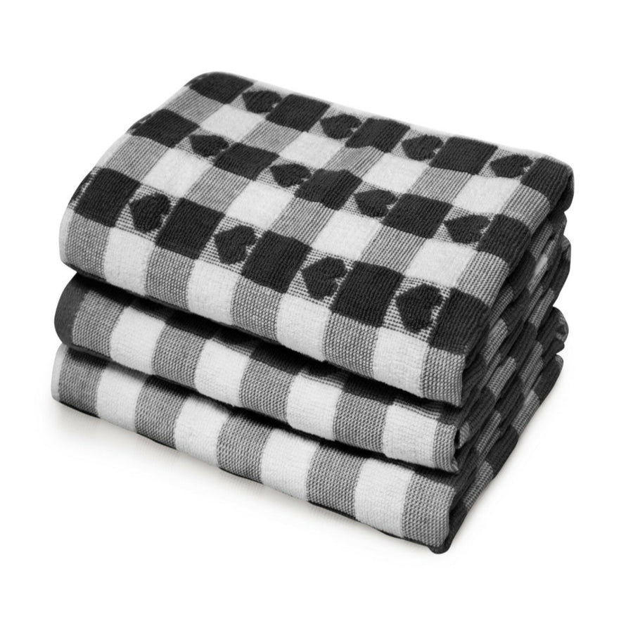 Cotton Heart Design Tea Towels Black