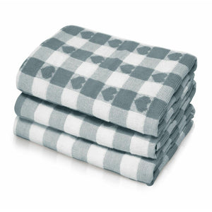 Cotton Heart Design Tea Towels Grey