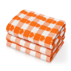 Cotton Heart Design Tea Towels Orange
