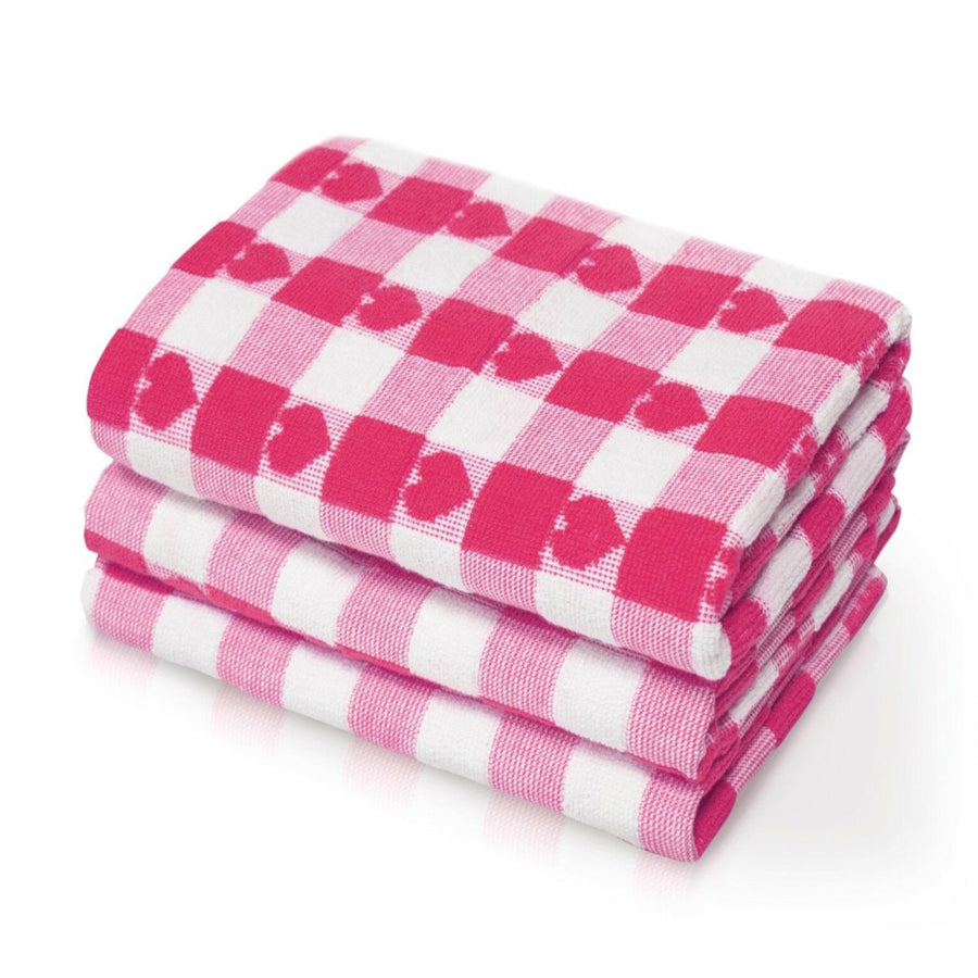 Cotton Heart Design Tea Towels Pink
